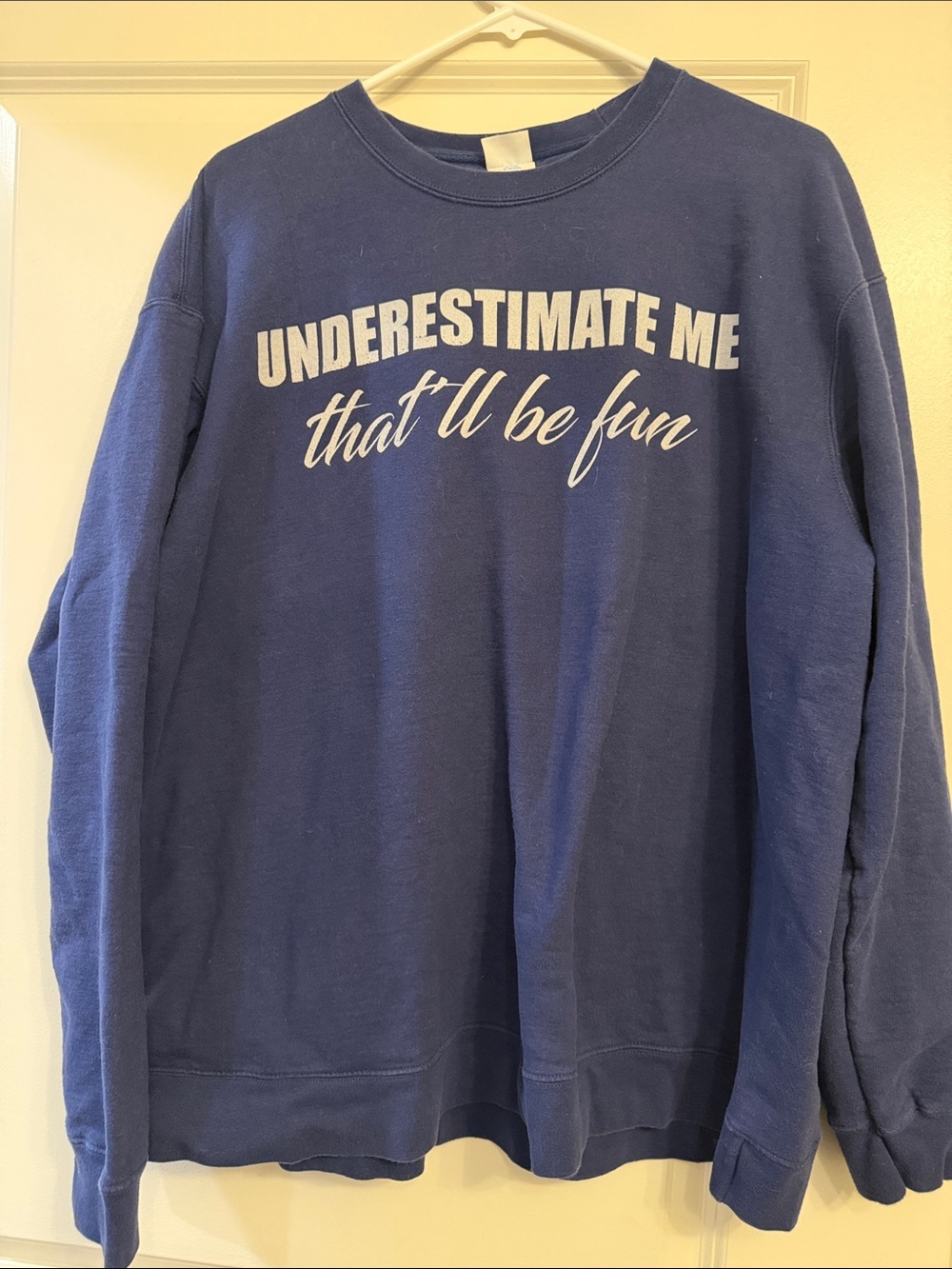 Port and Company Blue Crewneck Sweatshirt with White Script